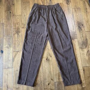 Alfred Dunner Pull On Trouser Pants Womens 14 Relaxed Taper Elastic Waist Brown